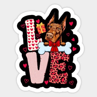 Love Doberman Pinscher Heart Dog Lover Women Valentines Day Sticker